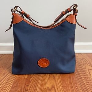 Dooney and Bourke Nylon Erica Hobo Bag Blue & Tan